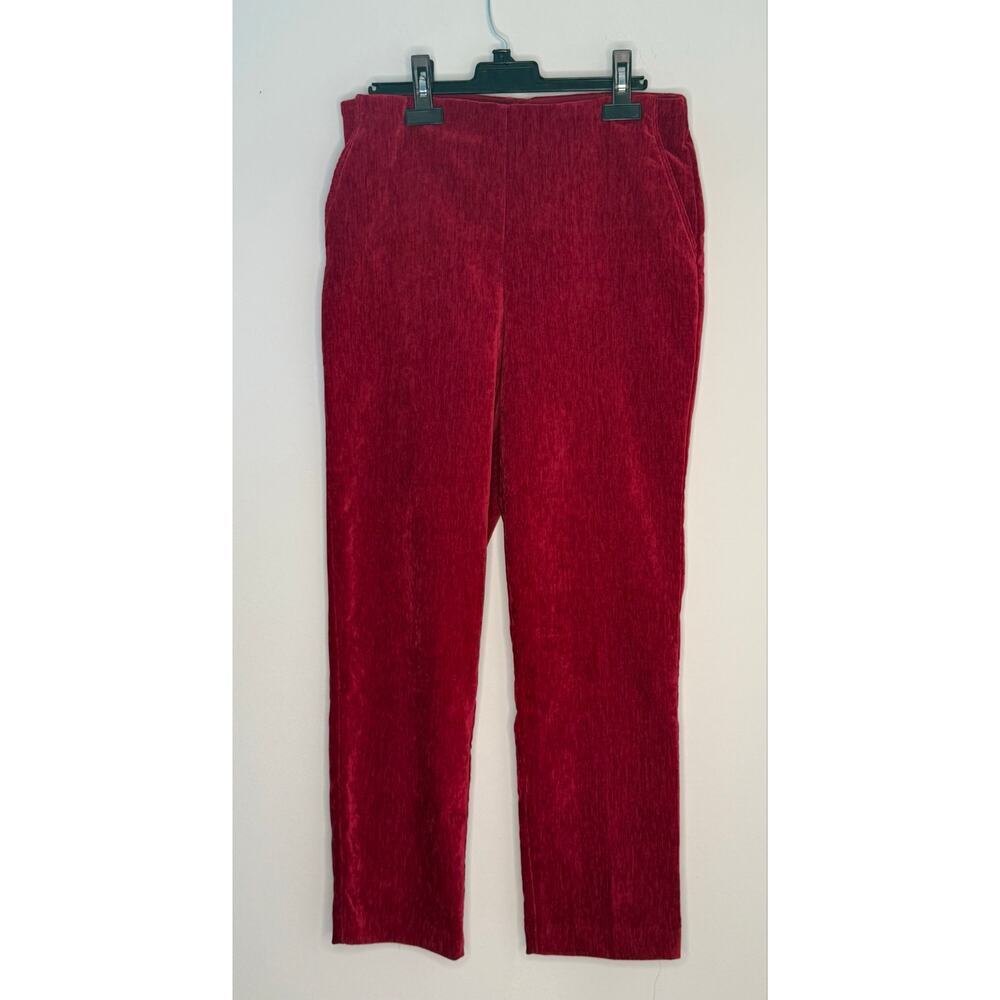 Rachel Zoe Red Chenille Pull-on Straight Leg Mid-rise Pants Sz S Holiday Xmas